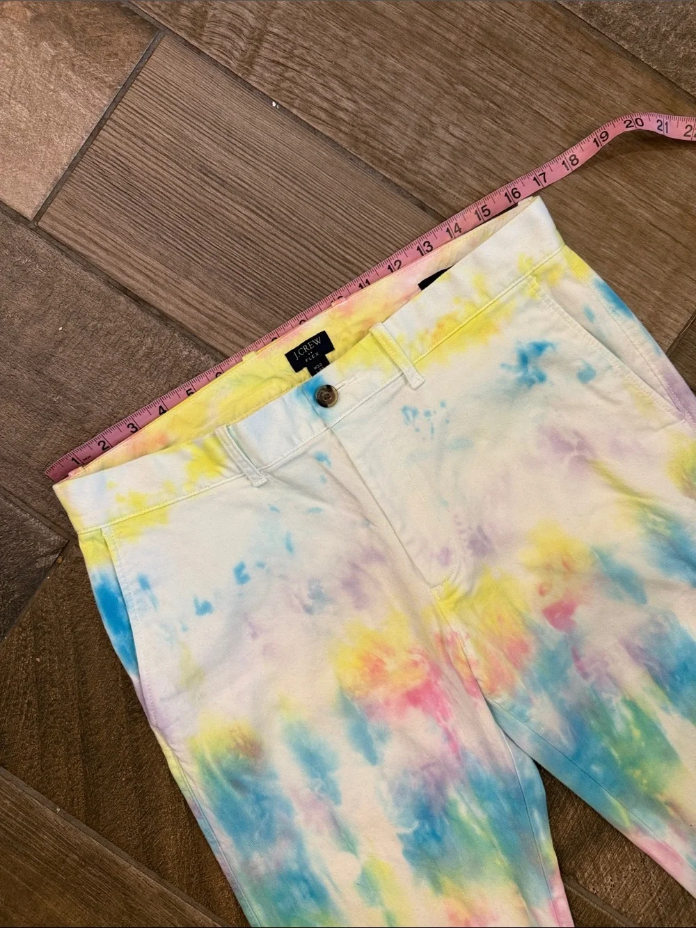 J.Crew Mens 32x34 Slim Fit Flex Chino Pants Pastel Tie Dye Watercolor Stretch